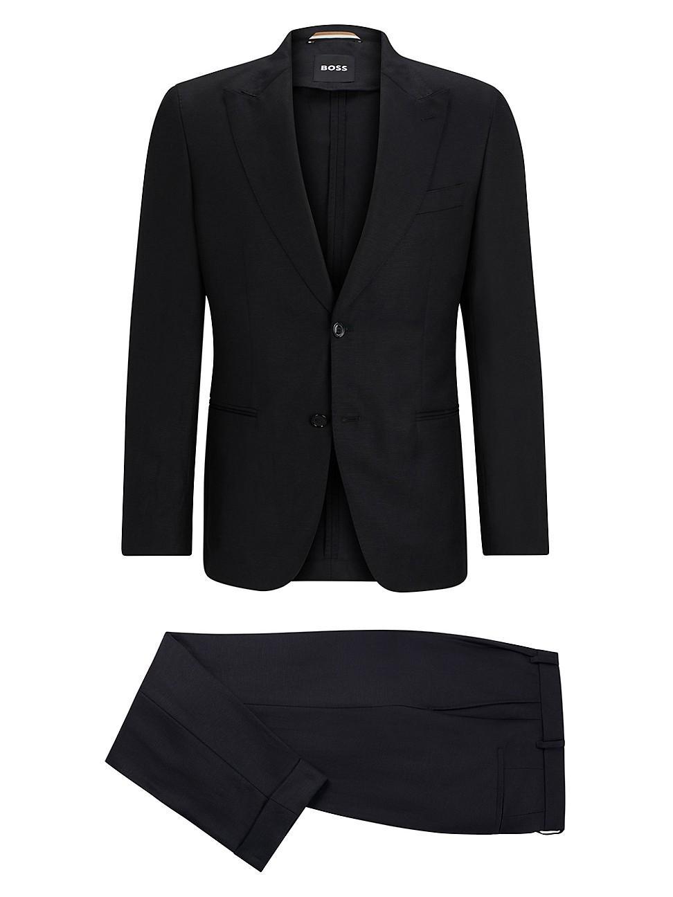 Mens Slim-Fit Suit in Melange Wool and Linen Product Image