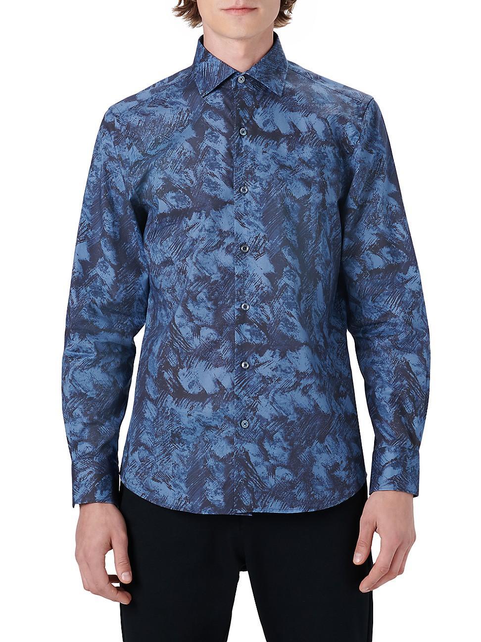 Bugatchi Shaped Fit Abstract Print Stretch Cotton Button-Up Shirt Product Image