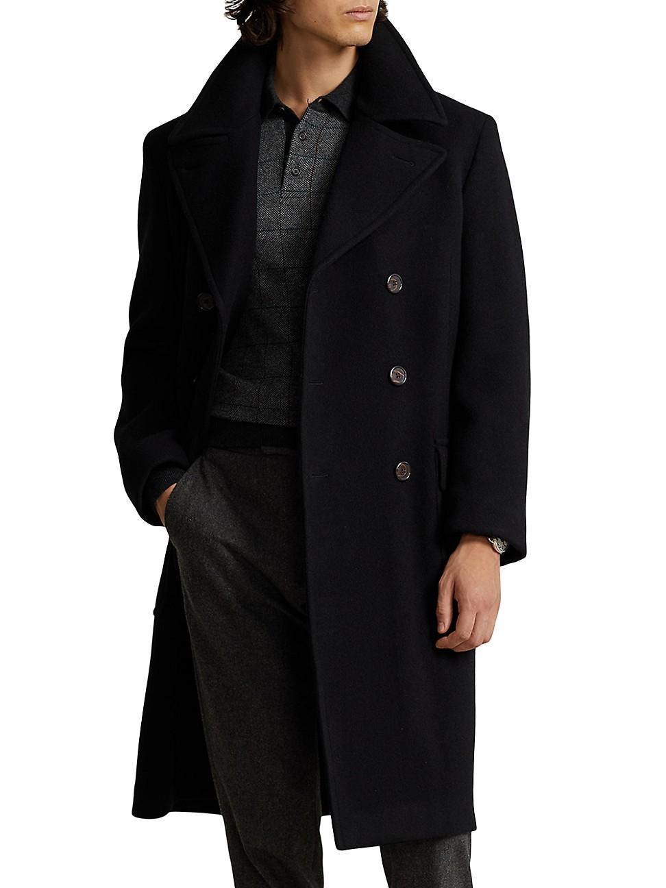 Mens Wool Double-Breasted Coat Product Image