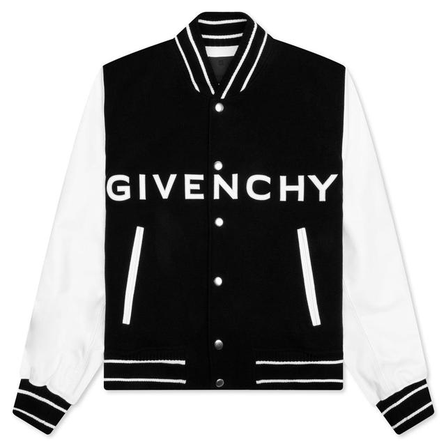 Big Varsity Bomber in Wool and Leather - White/Blue Male Product Image