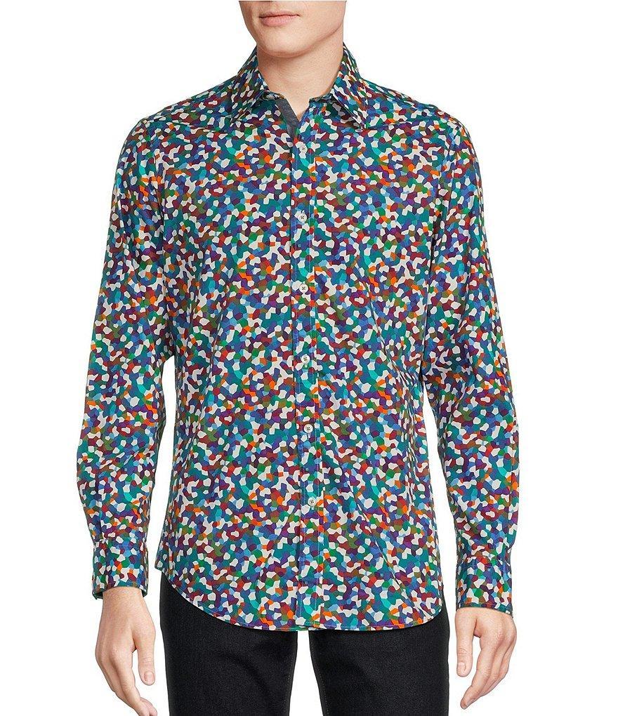 Cremieux Premium Denim Geometric Print Long Sleeve Woven Shirt Product Image