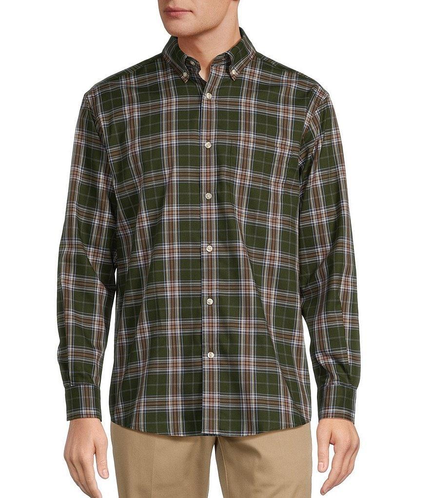 Roundtree & Yorke TravelSmart Easy Care Long Sleeve Large Plaid Herringbone Sport Shirt Product Image