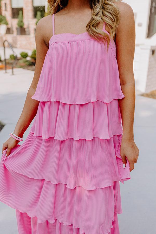 Dreamy Mood Pleated Midi In Pink Product Image