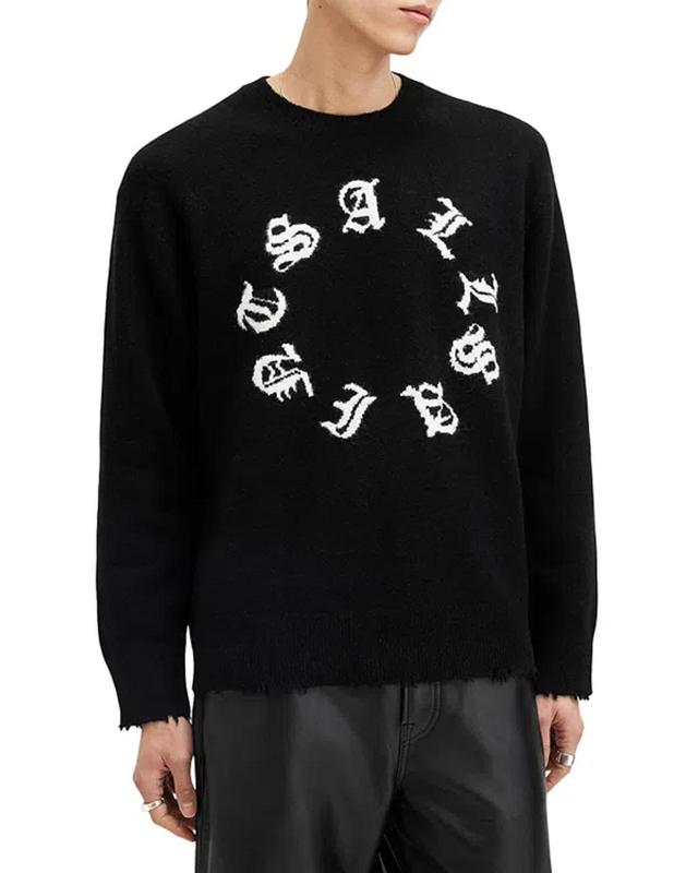 ALLSAINTS Scripture Relaxed Fit Logo Sweater In Black Product Image