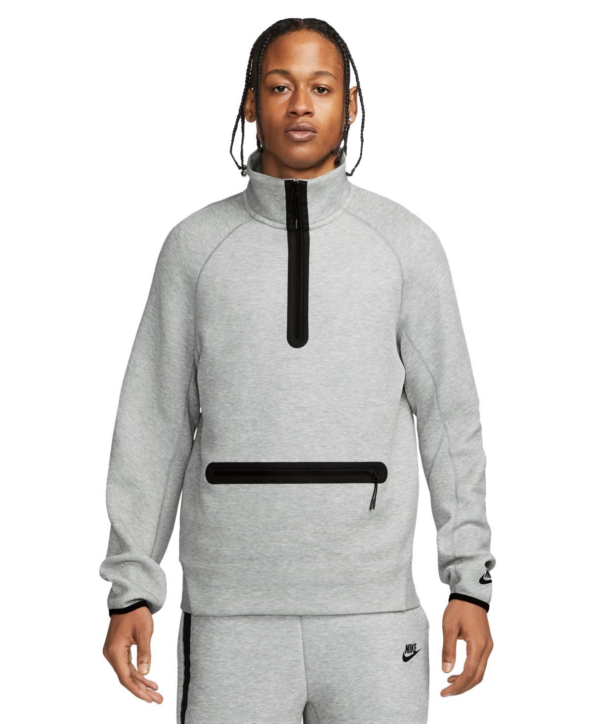 Nike Mens Sportswear Relaxed-Fit 1/2-Zip Tech Fleece Sweatshirt - Dk Grey Heather/(black) Product Image