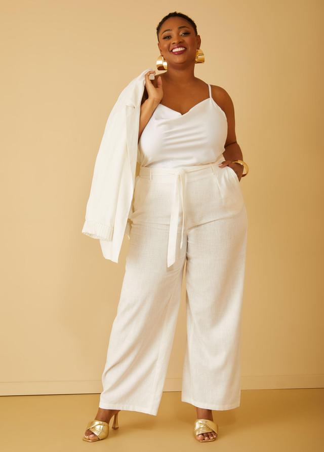 Belted Wide Leg Pants Product Image