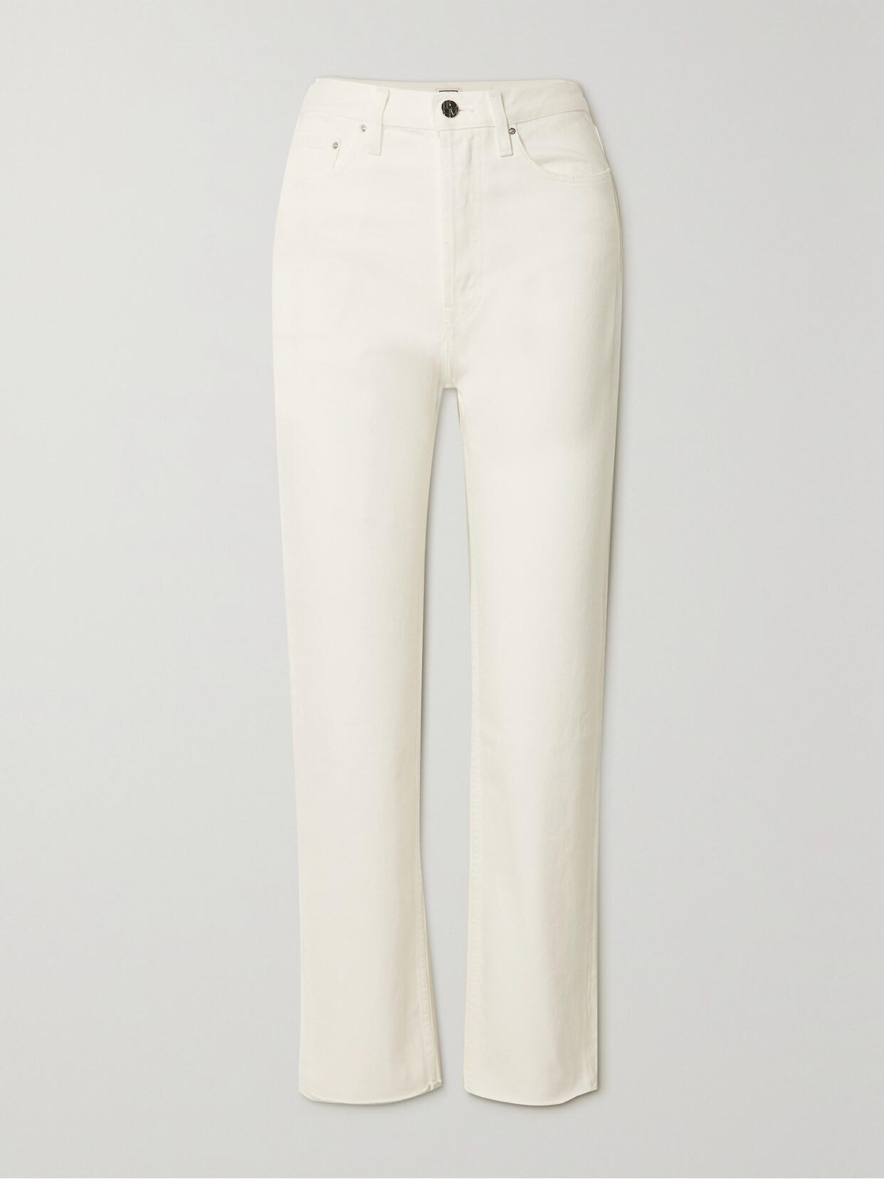 Classic High-rise Straight-leg Organic Jeans In Light Beige Product Image