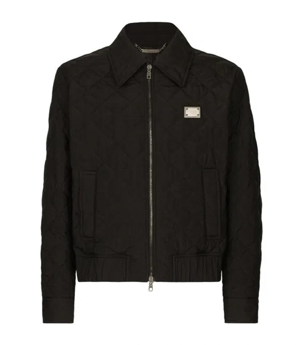 Diamond-quilted Bomber Jacket In Black Product Image