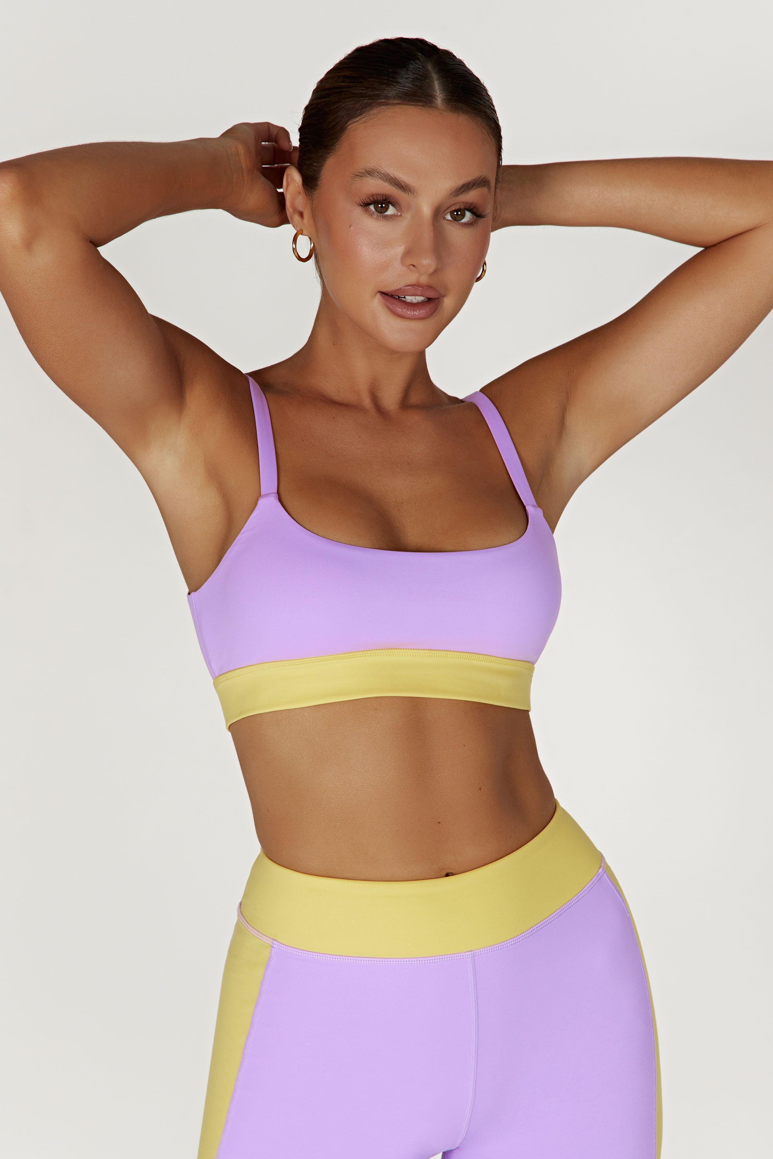 Nickie Two Tone Sports Bralette - Lilac/Yellow Product Image