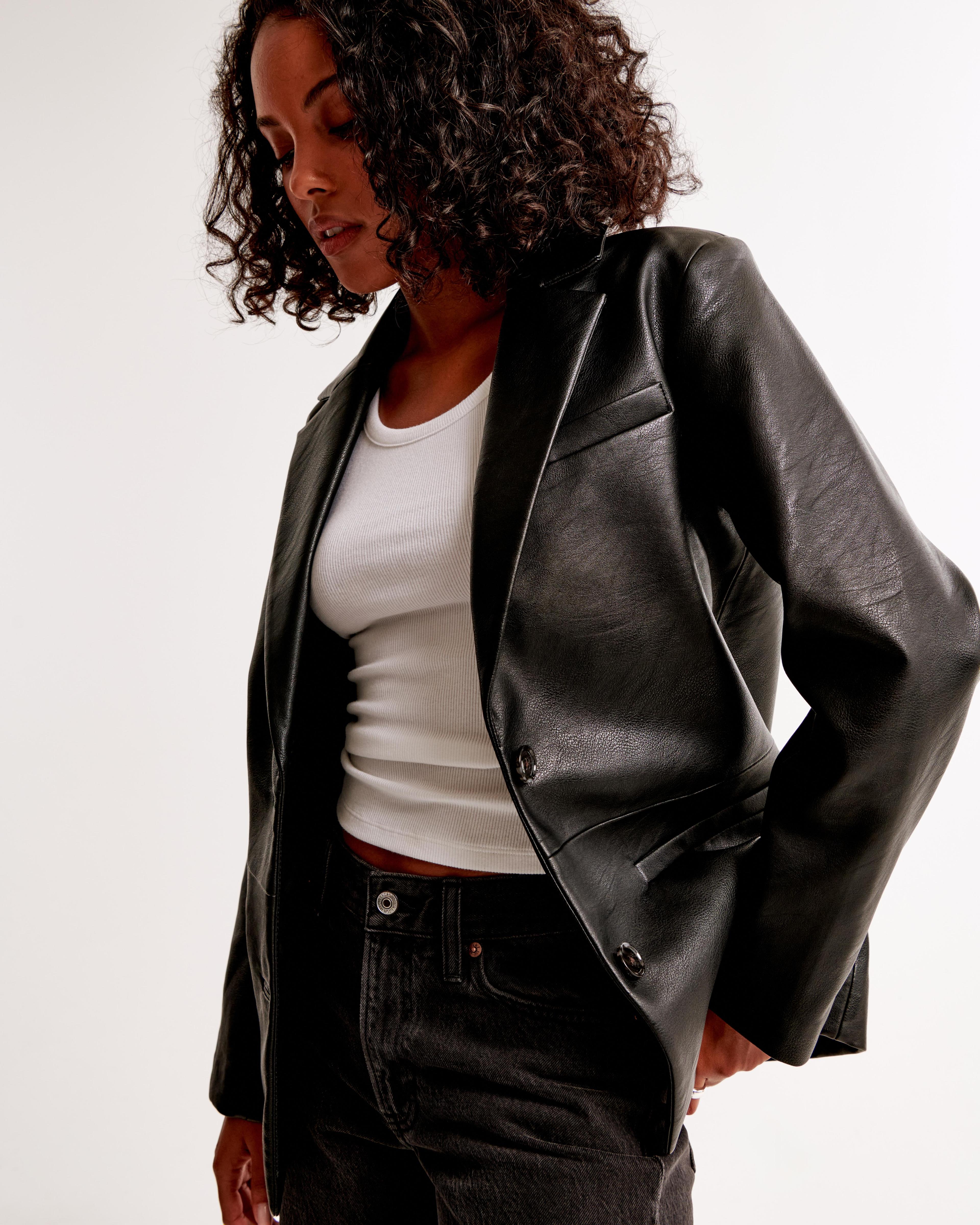 Vegan Leather Blazer Product Image