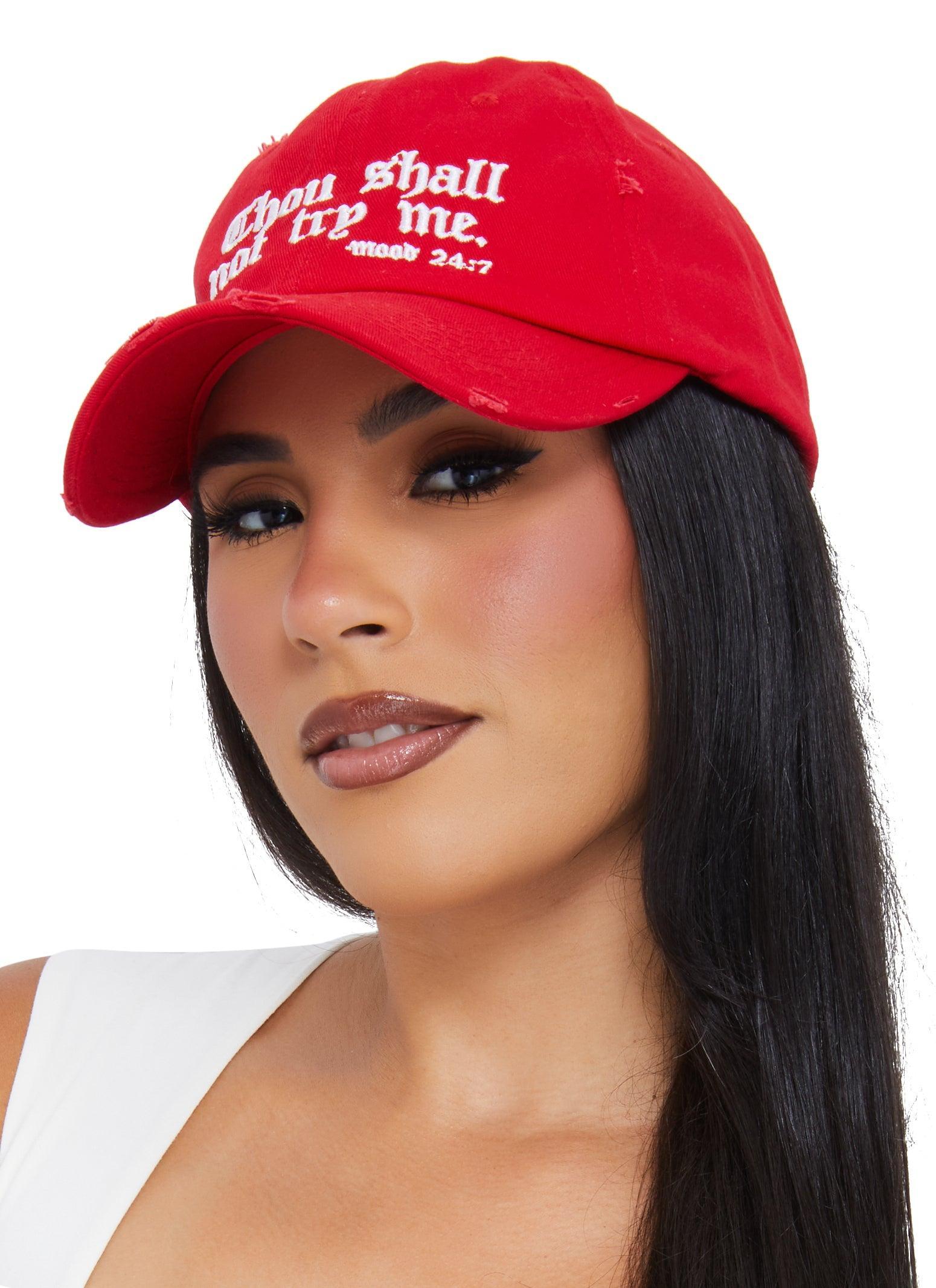 Thou Shall Not Try Me Distressed Baseball Cap Female Product Image