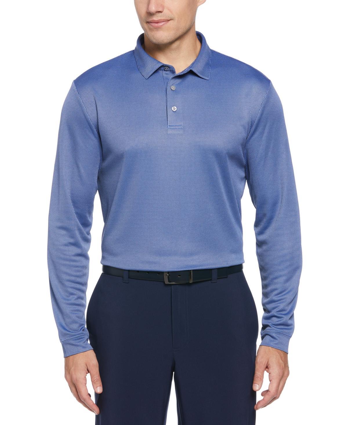 Pga Tour Mens Mini Jacquard Long Sleeve Golf Polo Shirt Product Image