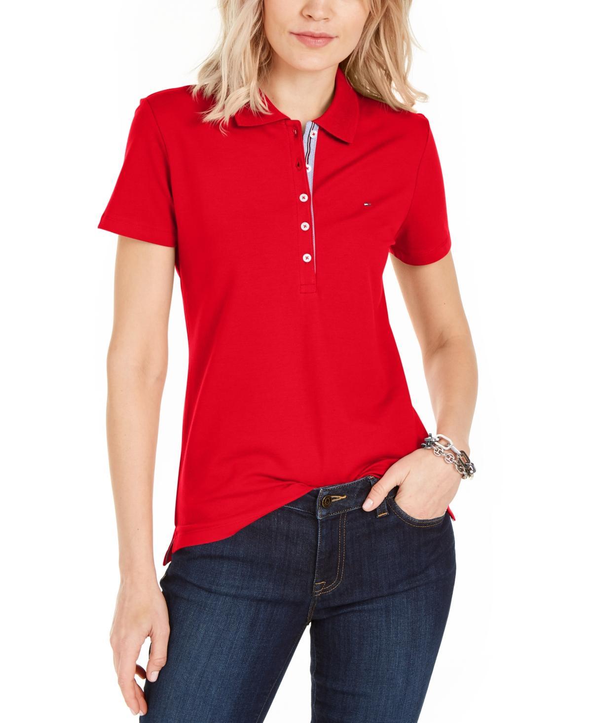 Tommy Hilfiger Solid Short Sleeve Polo Women's Clothing Product Image