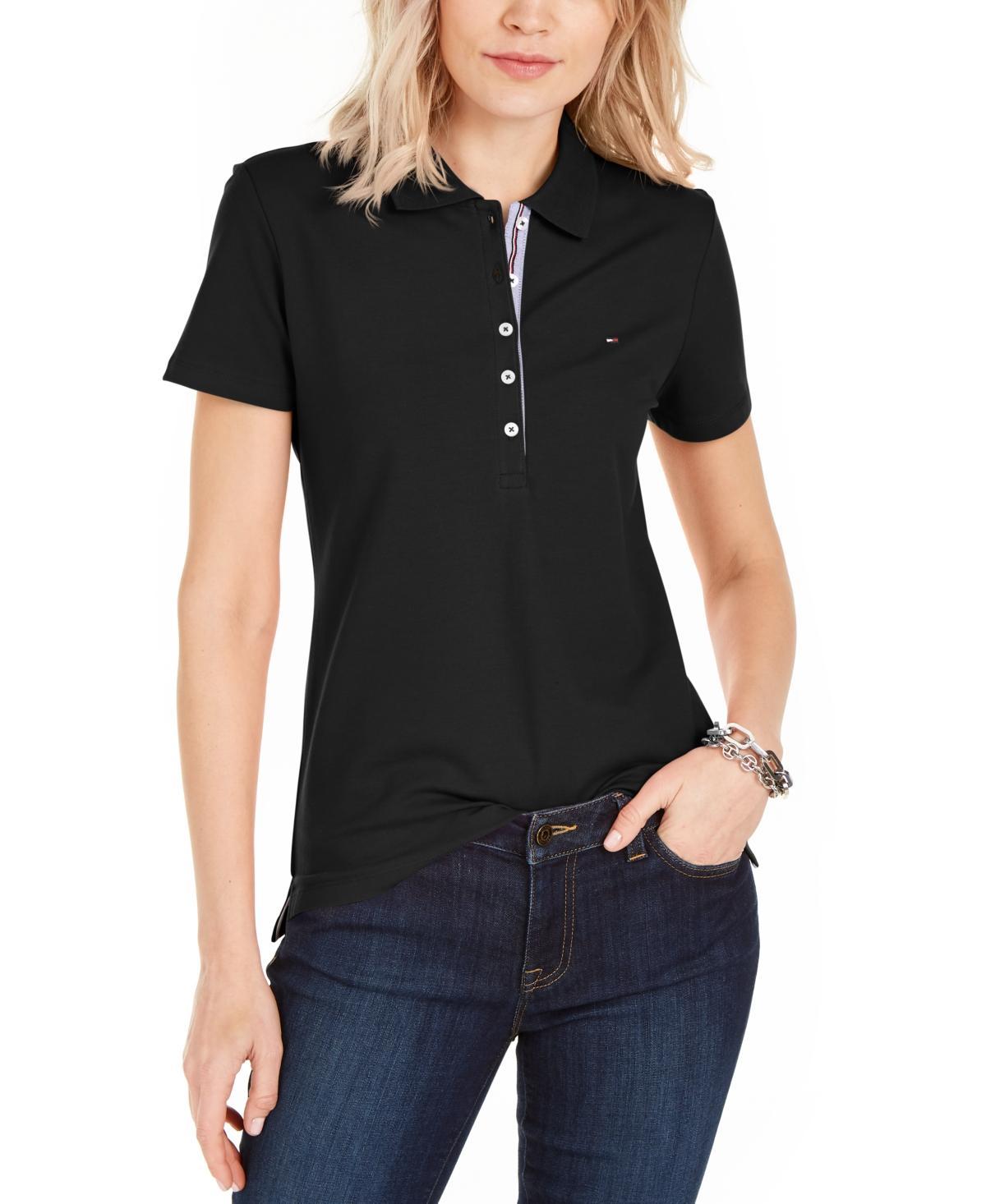 Tommy Hilfiger Solid Short Sleeve Polo Women's Clothing Product Image