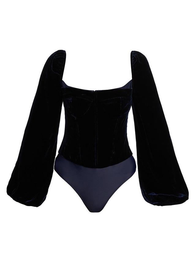 Womens Annel Velvet Blouson-Sleeve Bodysuit Product Image