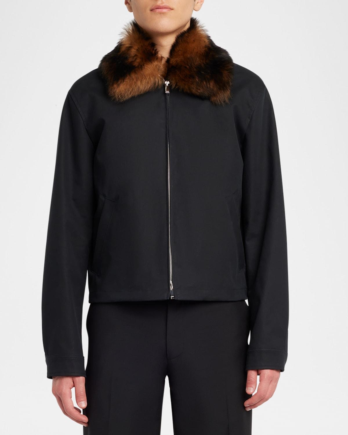 Men's Bomber Jacket with Shearling Collar Product Image