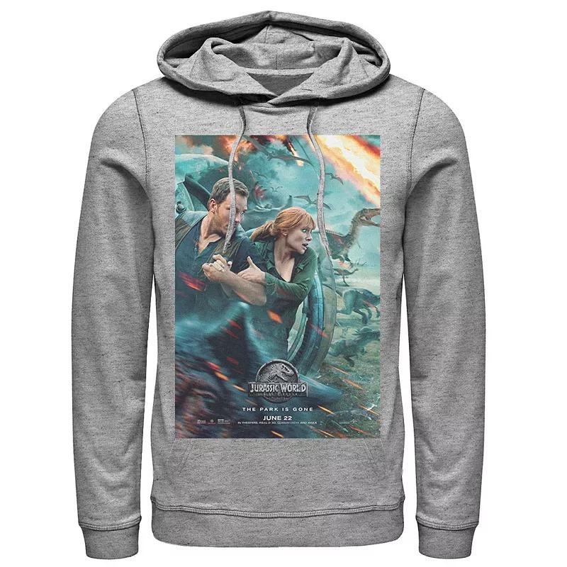 Mens Jurassic World Two Owen Claire Movie Poster Hoodie Med Grey Product Image