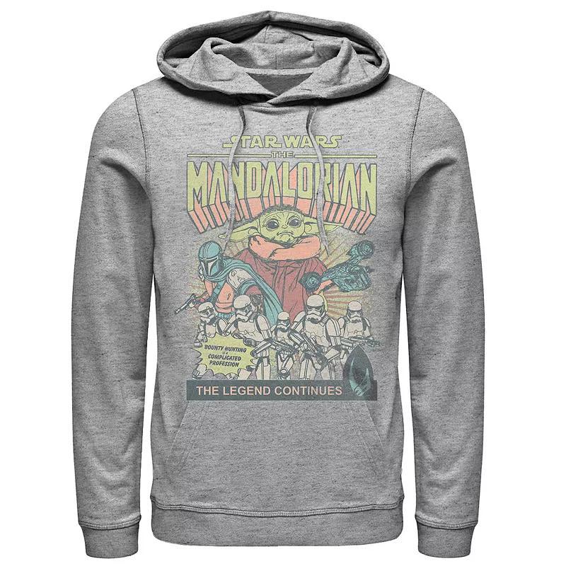 Mens The Mandalorian Comic-book Style Cover Graphic Hoodie Athletic Grey Product Image