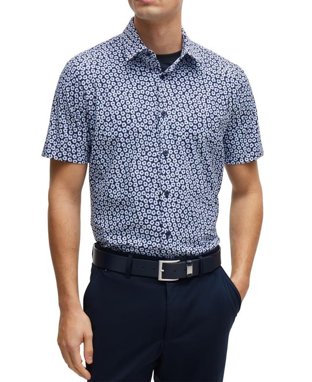 Boss by Hugo Boss Mens Printed Performance-Stretch Slim-fit Dress Shirt Product Image