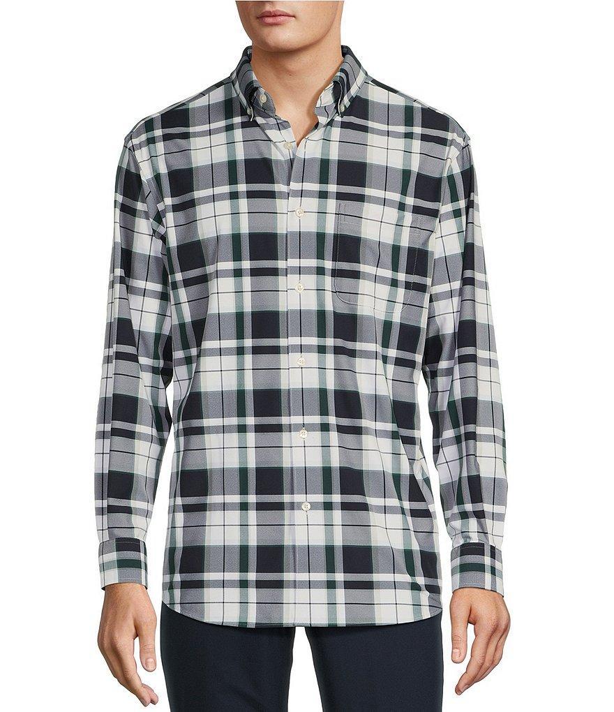 Roundtree & Yorke Performance The Traveler Long Sleeve Large Plaid Stretch Twill Sport Shirt Product Image