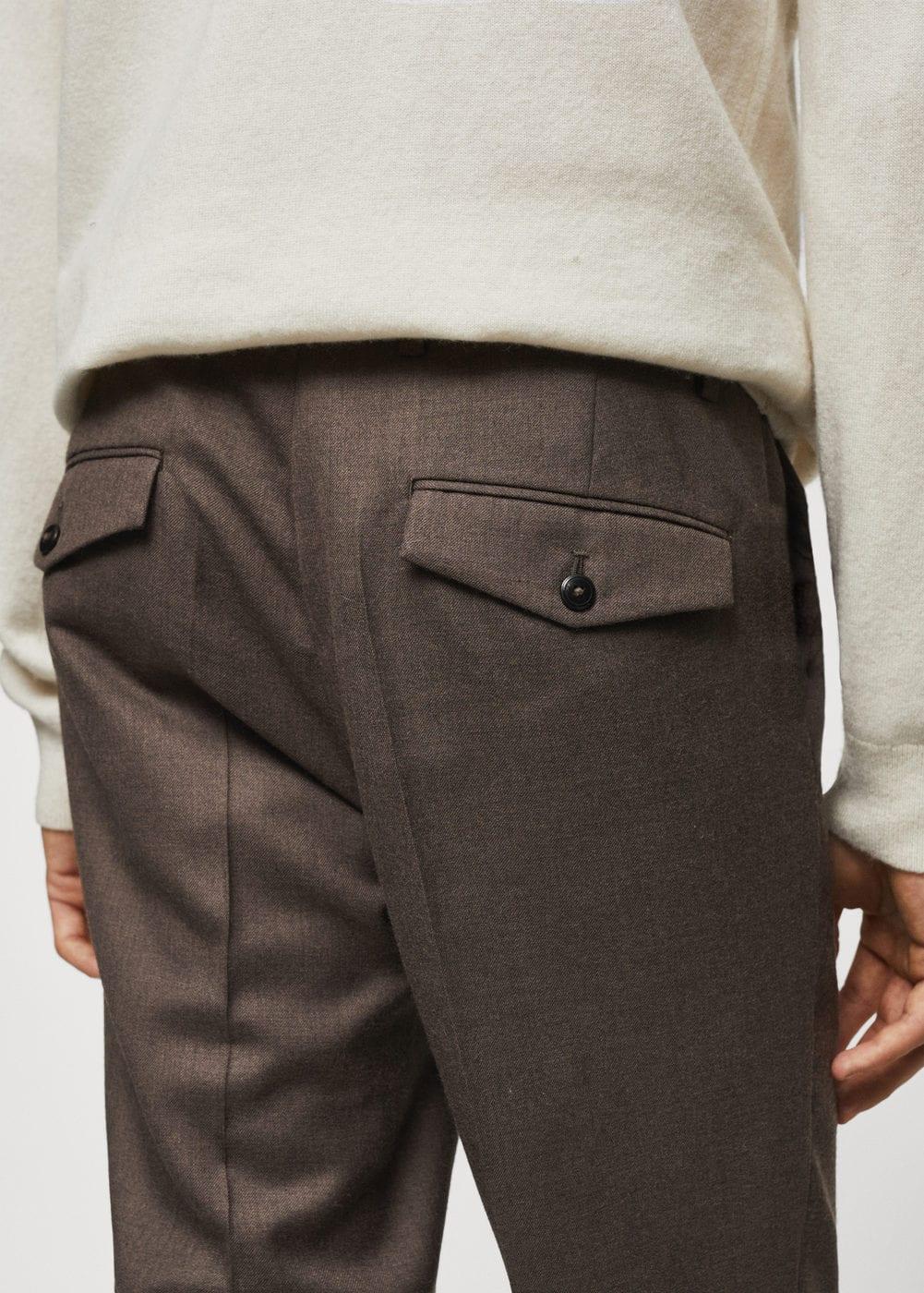 MANGO MAN - Pleat detail wool pants medium brownMen Product Image