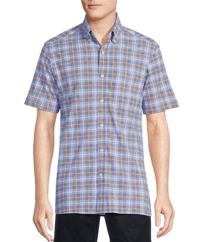 Cremieux Blue Label Plaid Pique Knit Oxford Short-Sleeve Woven Shirt Product Image