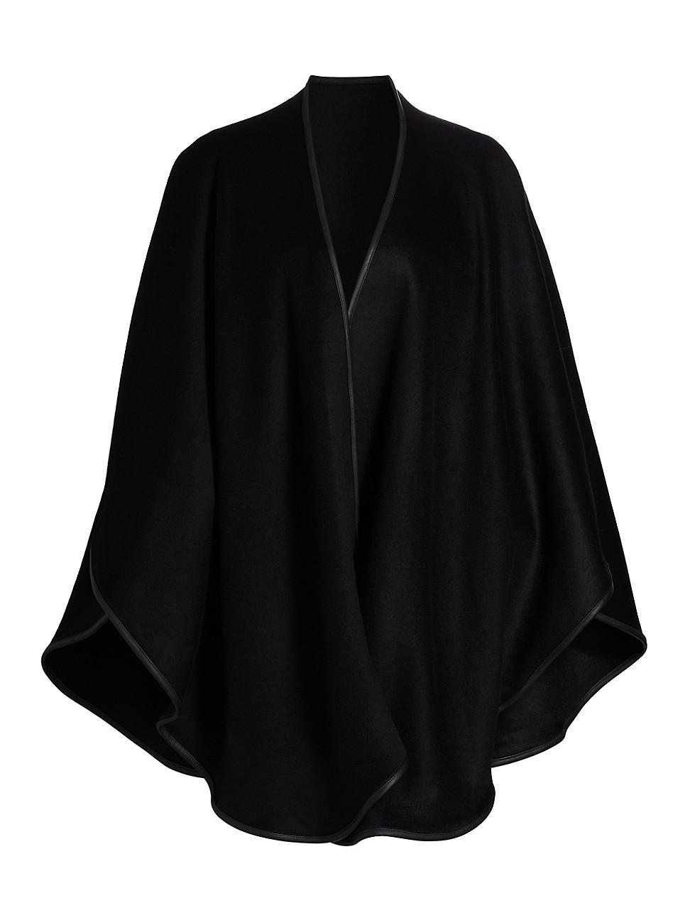 Sofia Cashmere Leather Trim Reversible Cashmere Cape Product Image