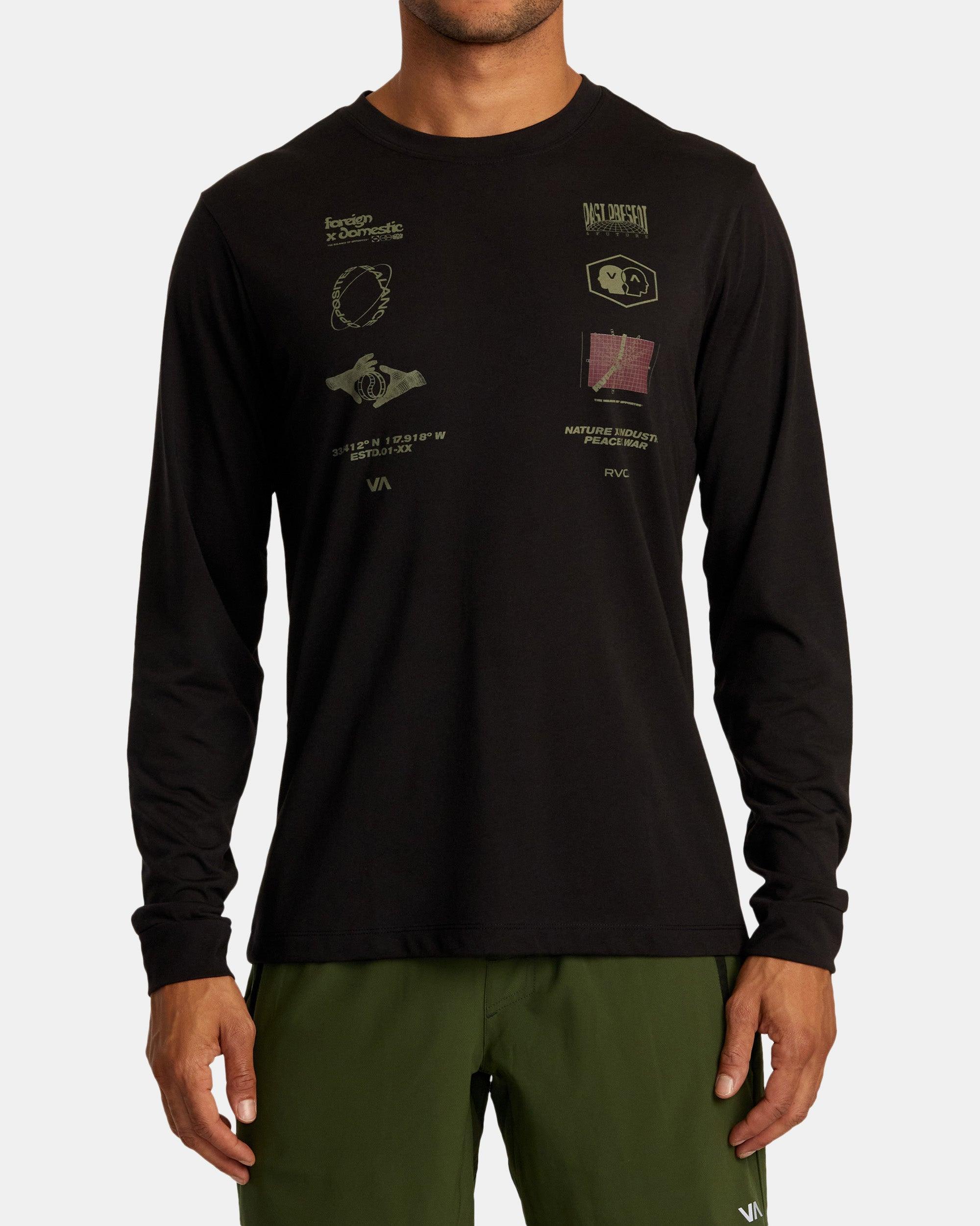 Multi Grid Long Sleeve T-shirt - Black Product Image