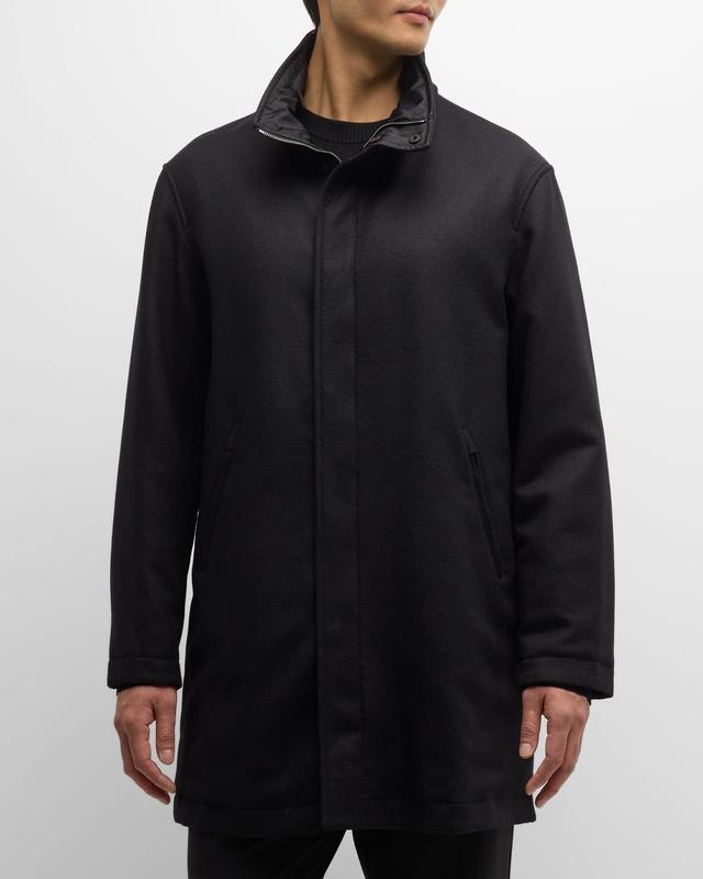 Mens Reversible Chevron Caban Coat with Stowaway Hood Product Image