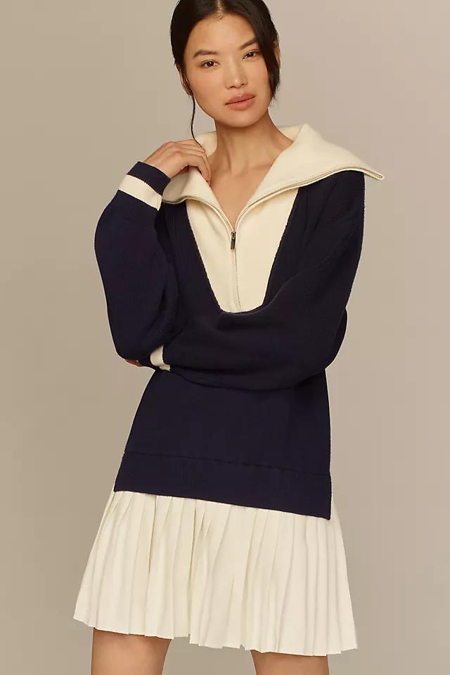 Flat White Varsity Sweater Twofer Mini Dress Product Image