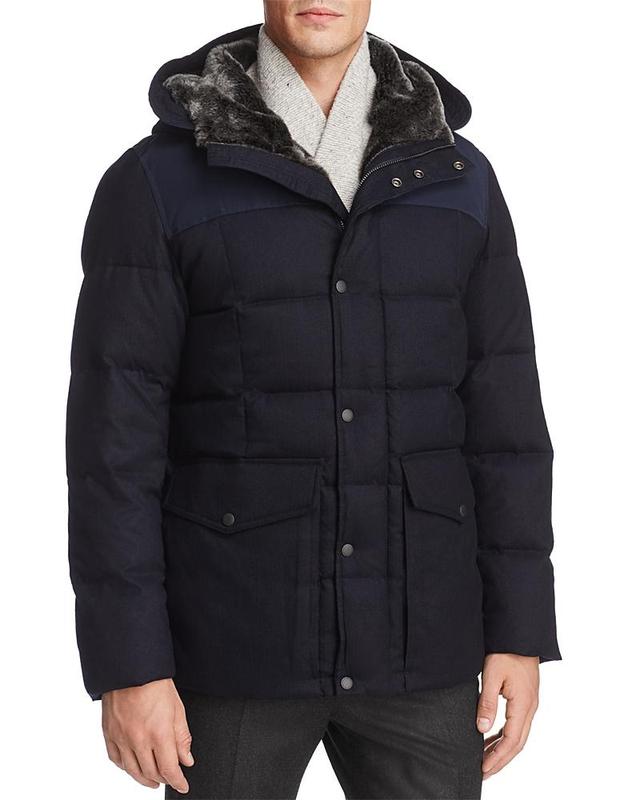 Cole Haan Flannel Down Hooded Jacket Product Image