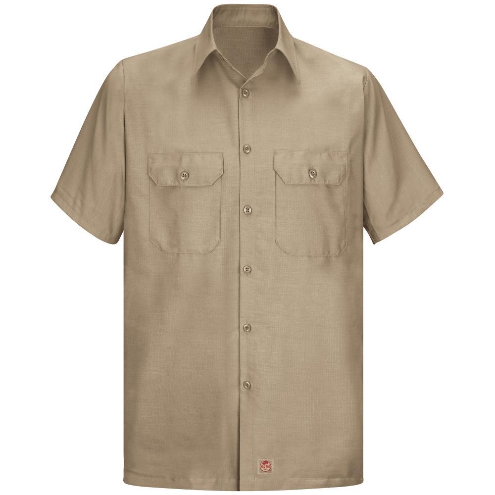 Red Kap Men's Short Sleeve Solid Rip Stop Shirt, Khaki - X Large Product Image