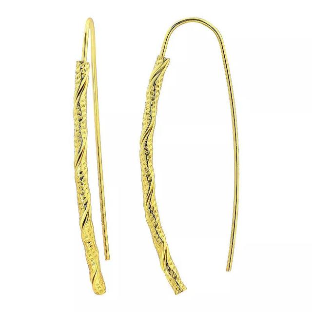 Aleure Precioso Sterling Silver Diamond Cut Linear Threader Drop Earrings, Womens, Gold Tone Product Image