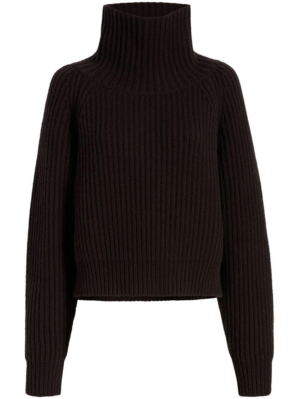 Lanzino Ribbed Cashmere Turtleneck Sweater In Black Product Image