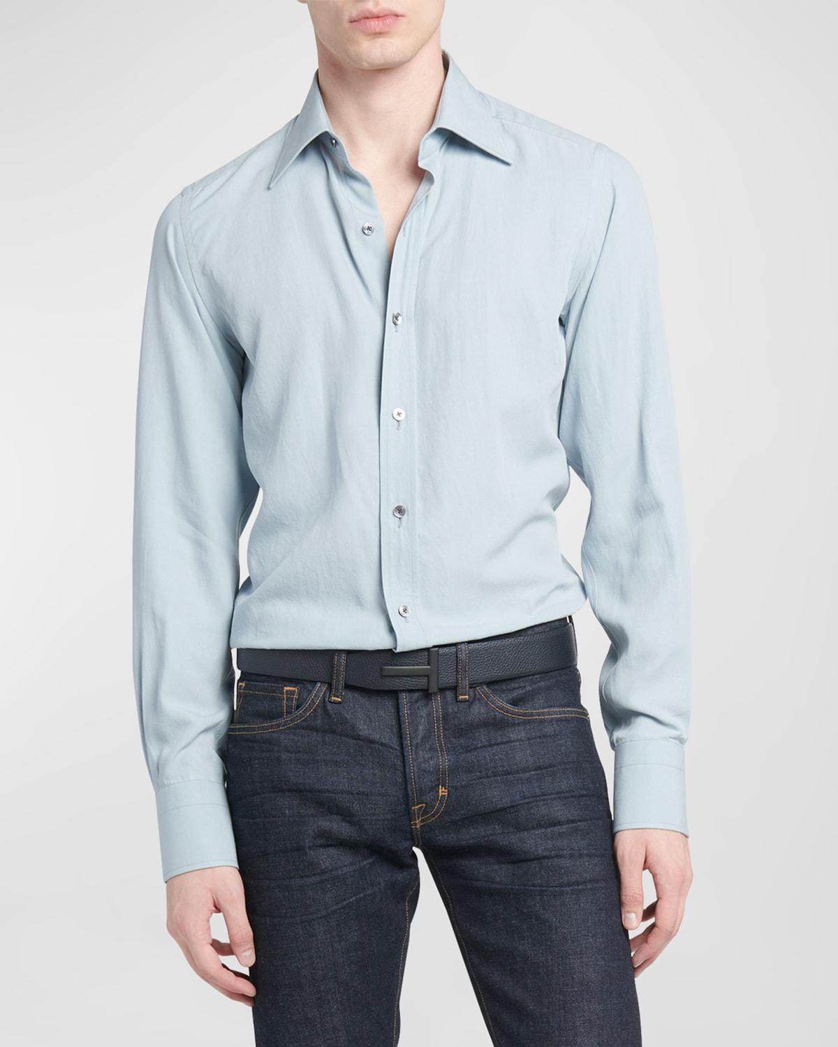 Mens Lyocell and Silk Slim-Fit Sport Shirt Product Image