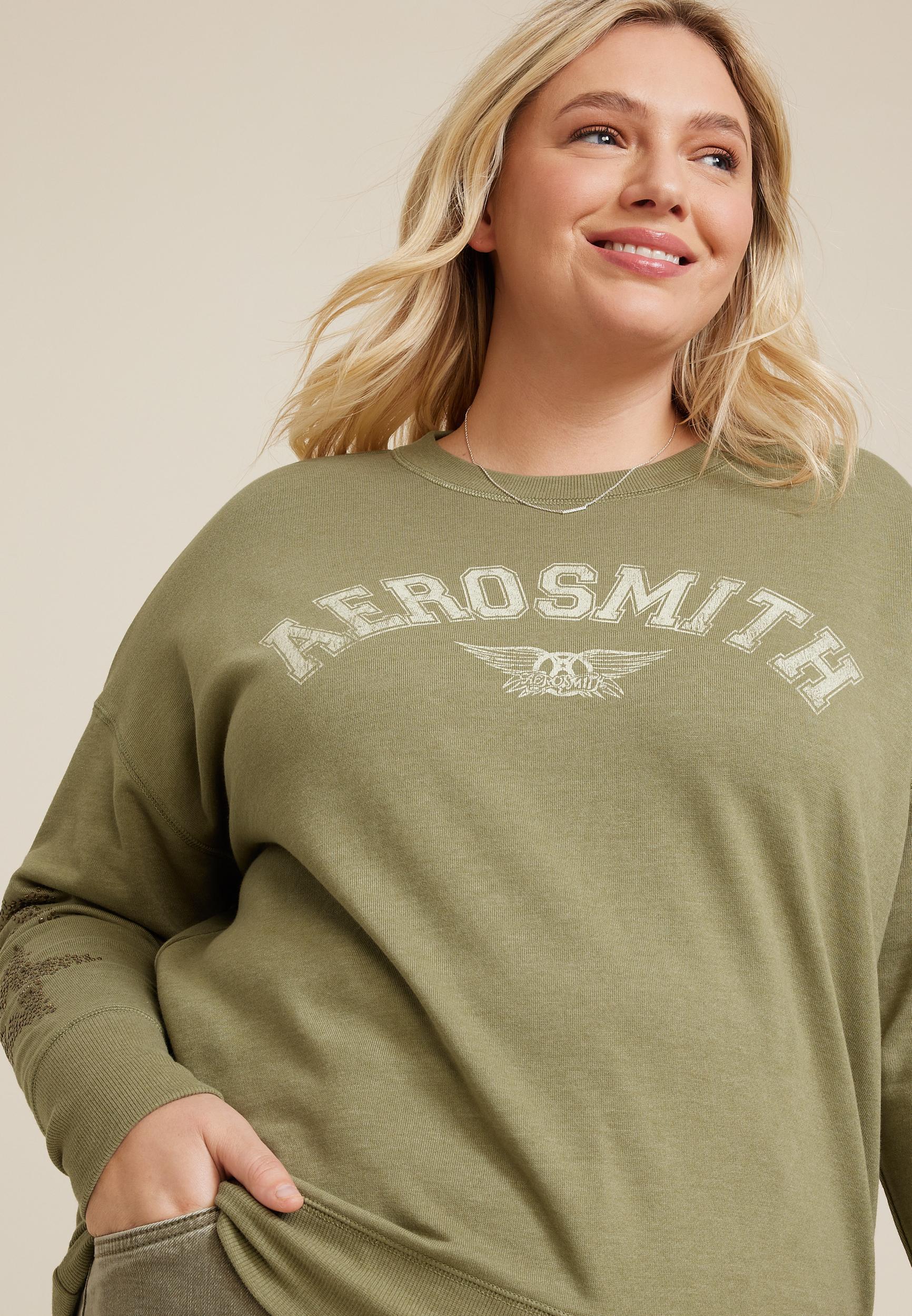 Maurices Plus Size Womens Aerosmith Sweatshirt Green Size 4X Product Image