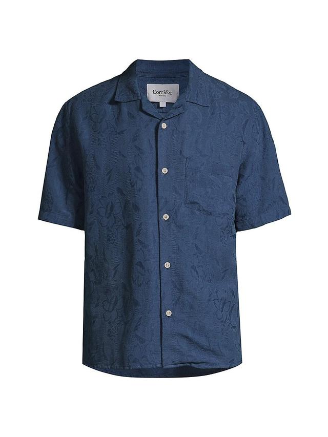 Mens Floral Jacquard Button-Front Shirt Product Image