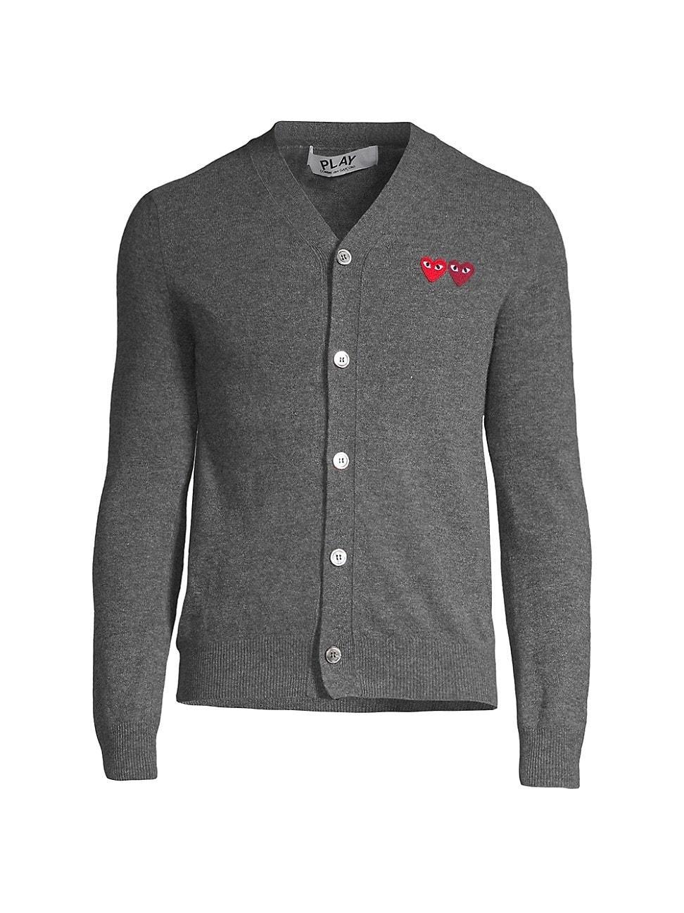 Mens Dual Signature Logo Patch Wool Cardigan Product Image