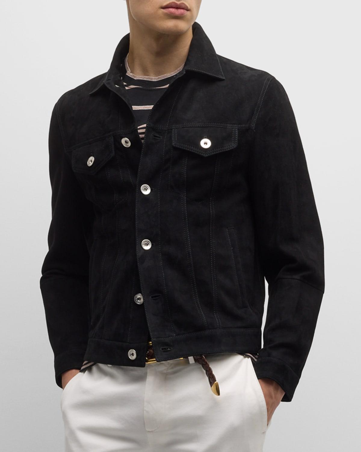 Mens Suede Trucker Jacket Product Image