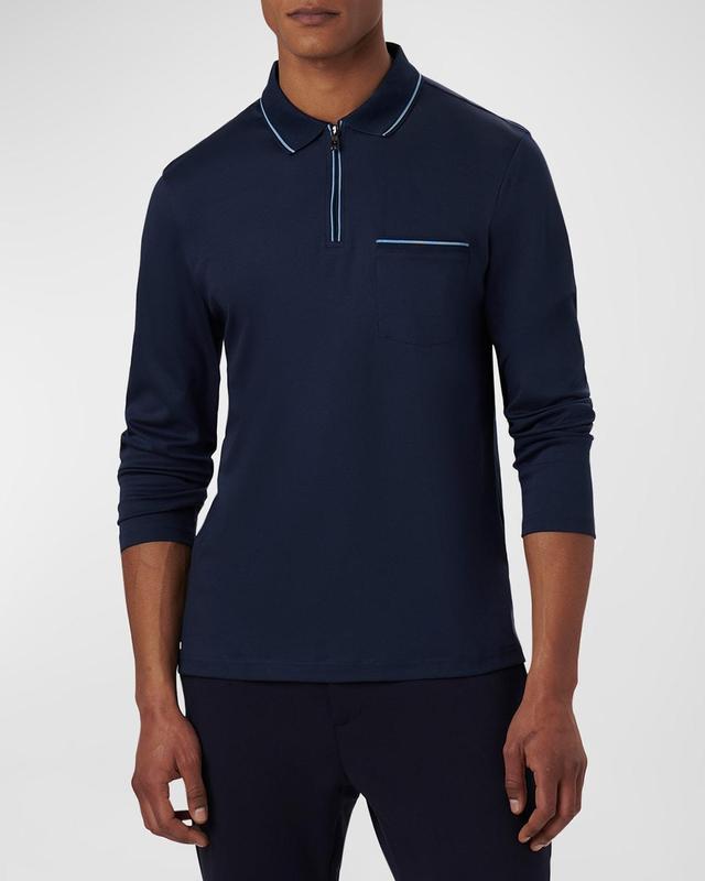 Mens Cotton Quarter-Zip Polo Shirt Product Image