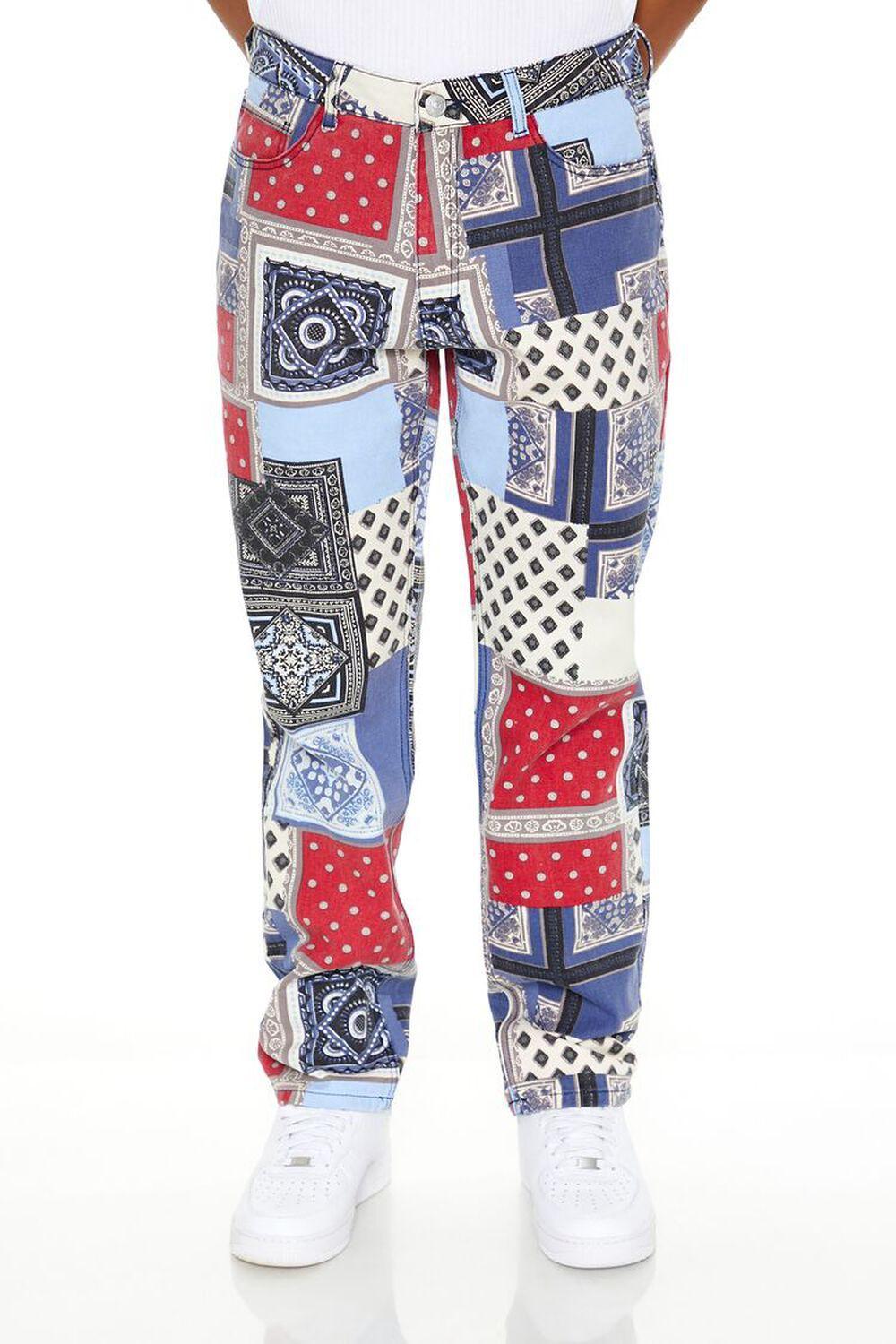 Slim-Fit Patchwork Print Jeans | Forever 21 Product Image