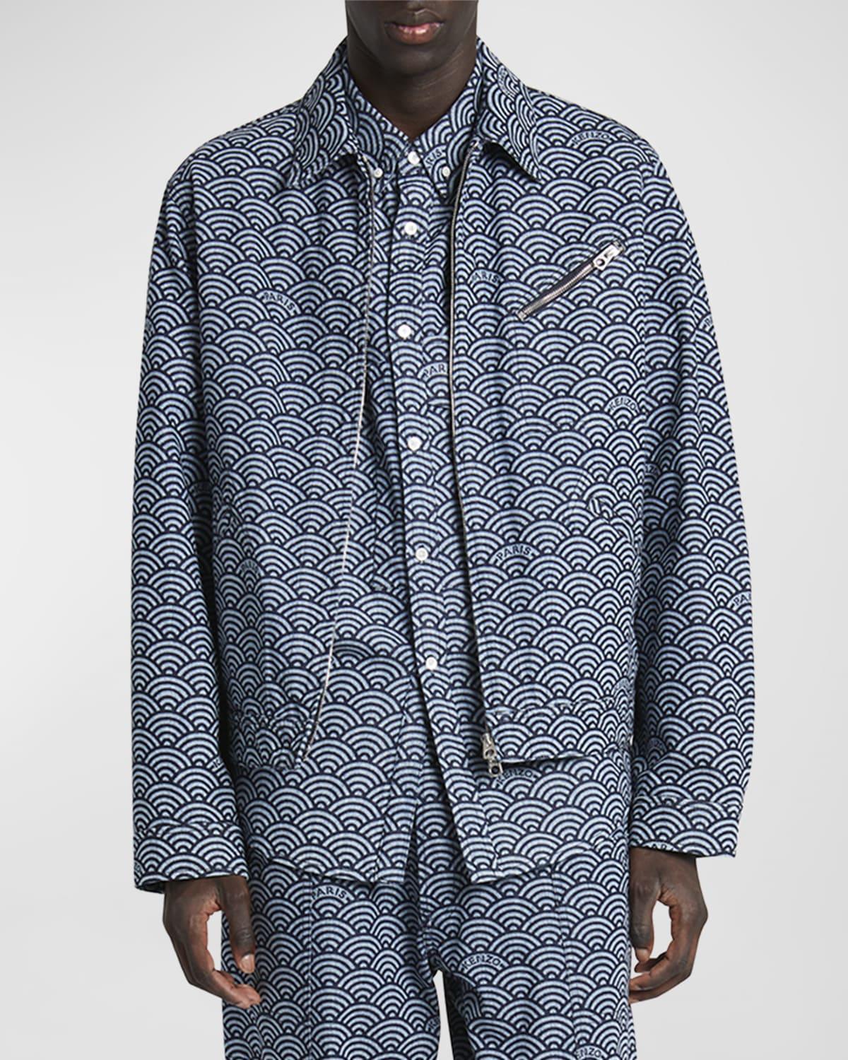 Mens Seigaiha Printed Denim Jacket Product Image