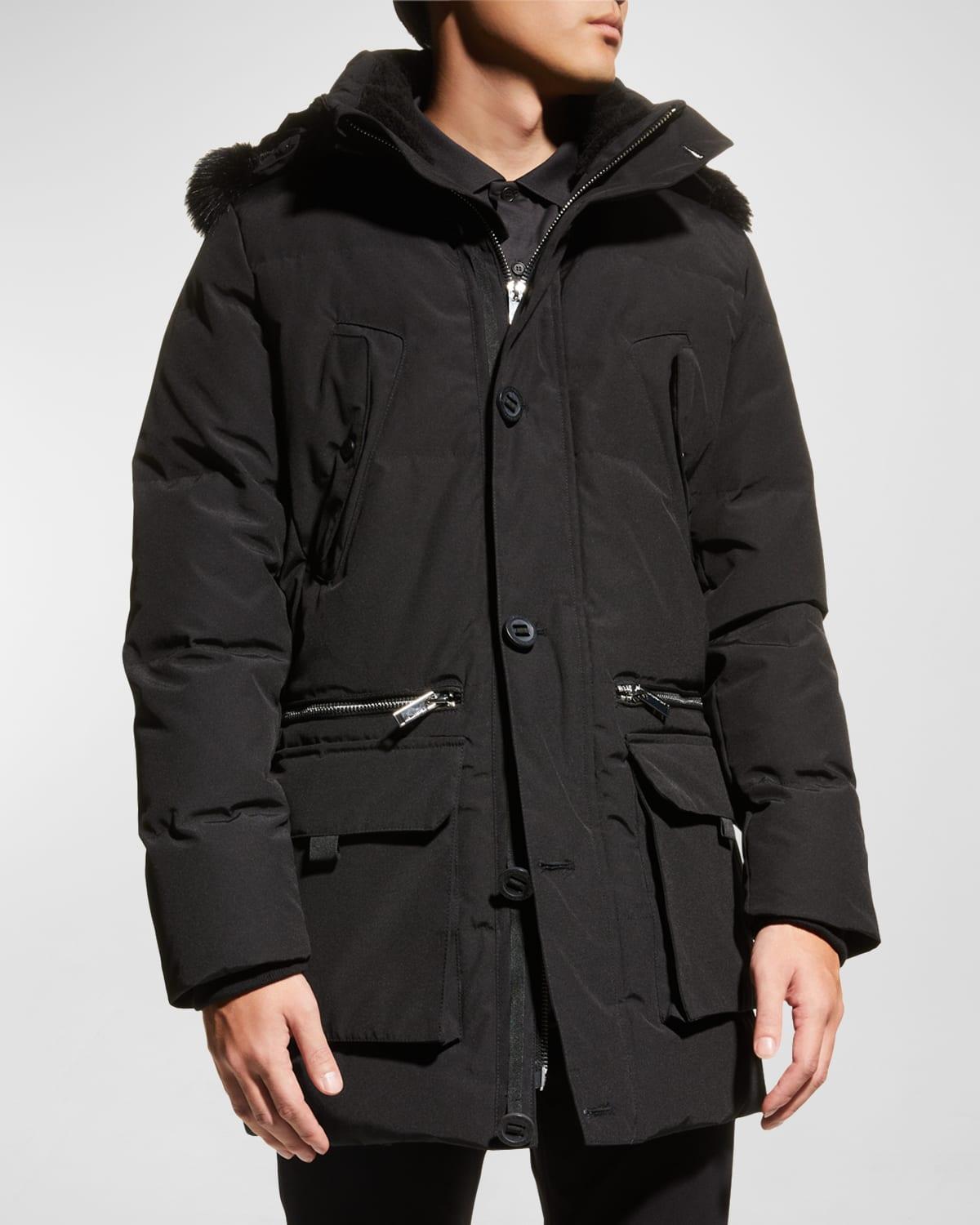 Mens Faux Fur Trim Parka Product Image