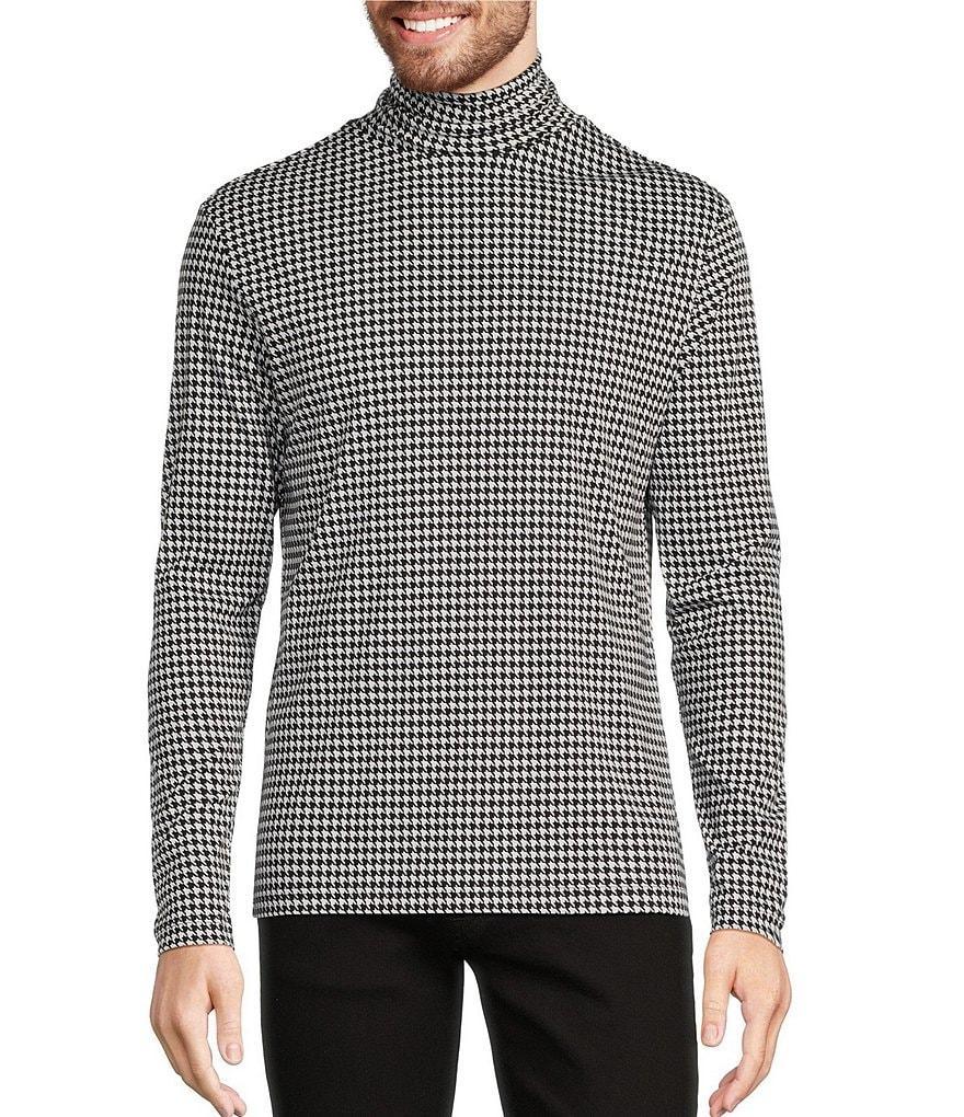 Murano Liquid Luxury Collection Slim Fit Houndstooth Long Sleeve Turtleneck Pullover Product Image