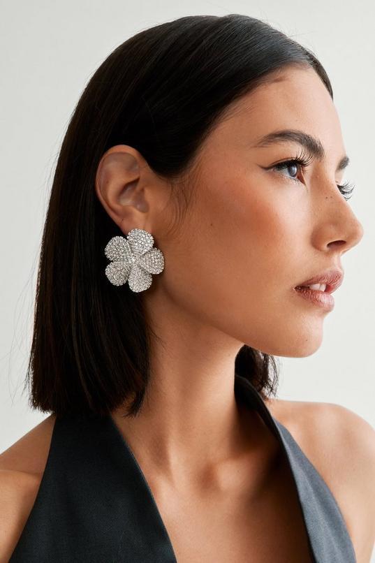 Embellished Diamante Flower Earring  Product Image