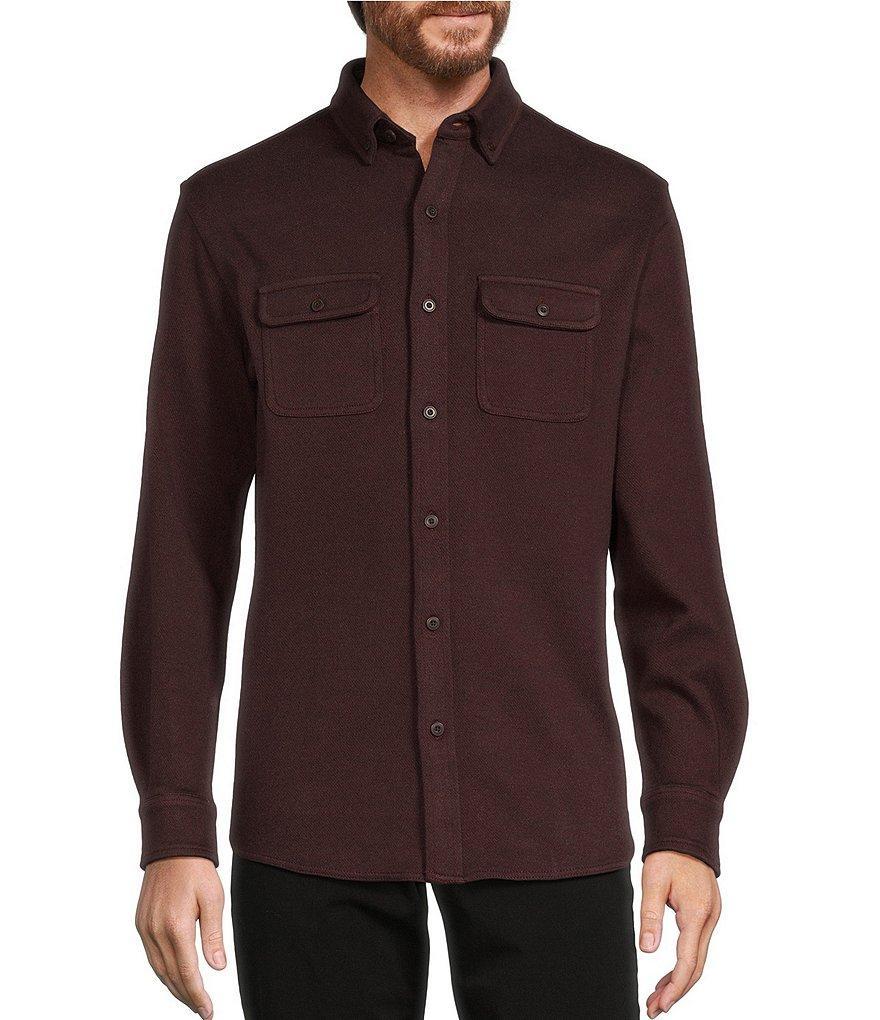 Roundtree & Yorke Long Sleeve Button Down Collar Solid Coat Front Shirt Product Image