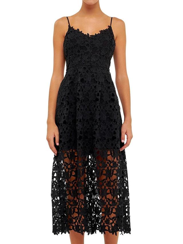 Womens Lace Cami Midi Dress Product Image