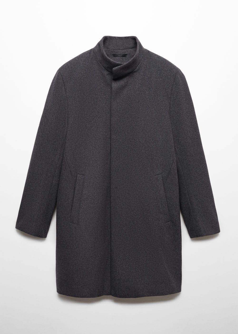 MANGO MAN - Wool funnel neck coat medium heather greyMen Product Image