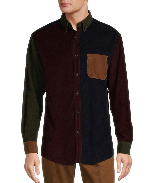 Roundtree & Yorke Long Sleeve Color Block Corduroy Sport Shirt Product Image