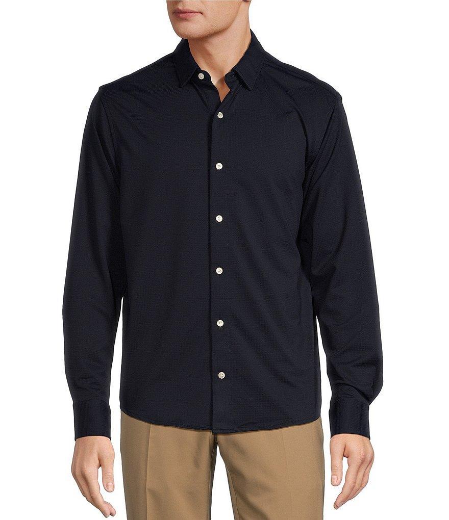 Roundtree & Yorke Performance Long Sleeve Mini Check Coat Front Shirt Product Image